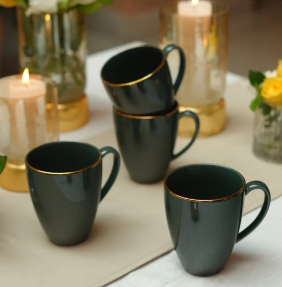 Teal Harmony Porcelain Mug Set